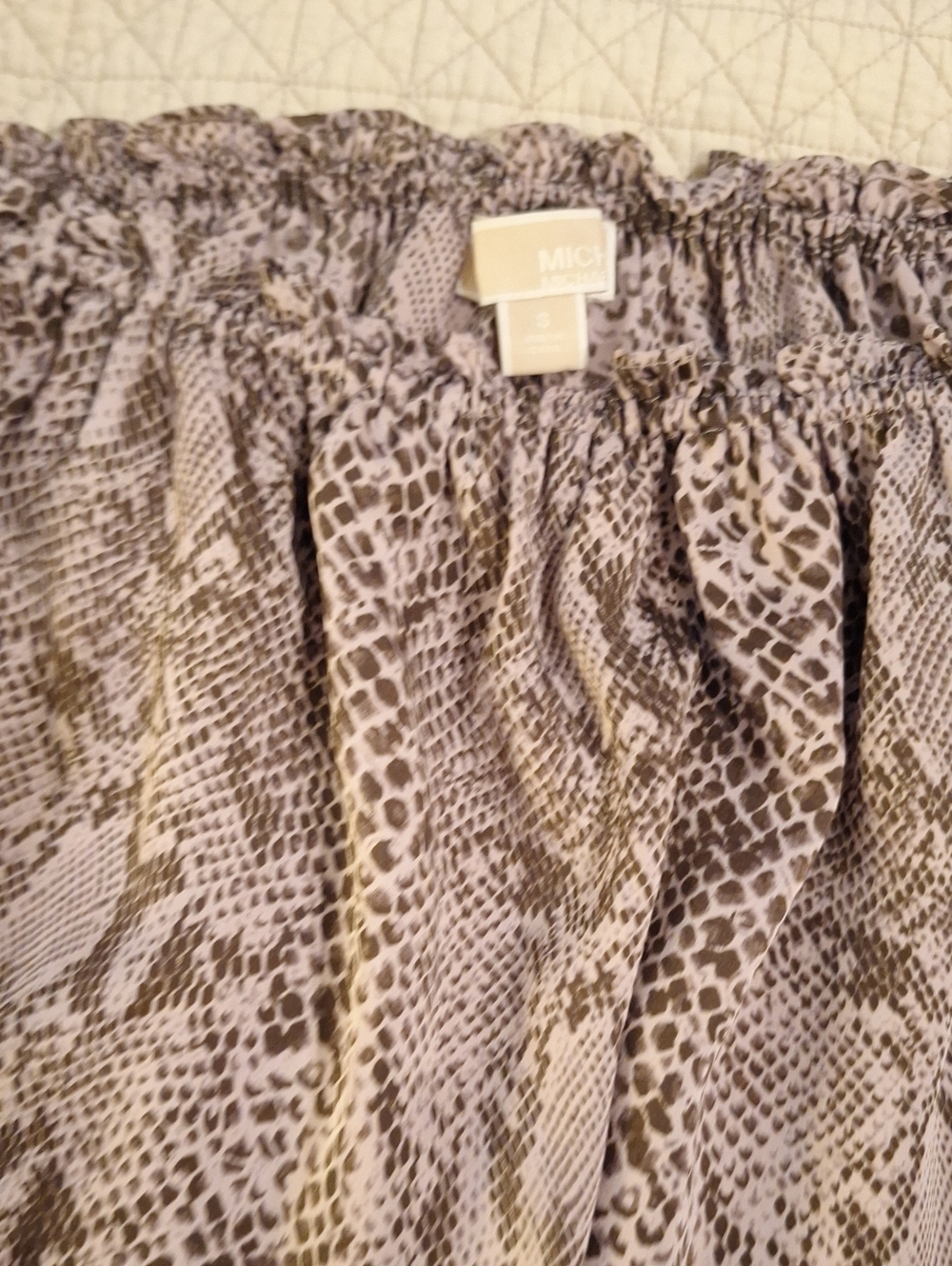 MICHAEL Michael Kors Neutral Snake-Print peasant blouse - Taupe & Olive